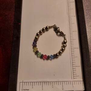 Vintage 925 Sterling Silver Clasp and Multi Color Crystals Bracelet